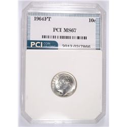 1964 ROOSEVELT DIME, PCI MS-67 FULL TORCH!  LIST PRICE=$625.00