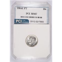 1964-D ROOSEVELT DIME, PCI MS-67 FULL TORCH! LIST PRICE=$400.00