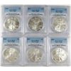 Image 1 : 2002, 2003, 2004, 2005, 2006 & 2007 AMERICAN SILVER EAGLES, ALL PCGS MS-69!