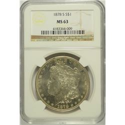 1878-S MORGAN SILVER DOLLAR, NGC MS-63