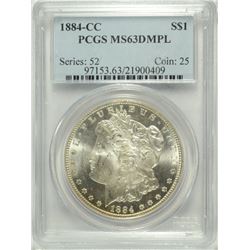 1884-CC MORGAN SILVER DOLLAR, PCGS MS-63 DMPL