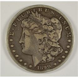 1890-CC MORGAN SILVER DOLLAR, VF  a few rim bumps