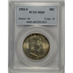 1952-S FRANKLIN HALF DOLLAR, PCGS MS-65 GEM