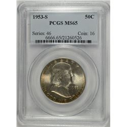 1953-S FRANKLIN HALF DOLLAR, PCGS MS-65 GEM