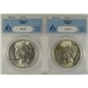 Image 1 : ( 2 ) ANACS GRADED PEACE SILVER DOLLARS: 1923-S VAM-1 AU-53 & 1923-S VAM-1 AU-55