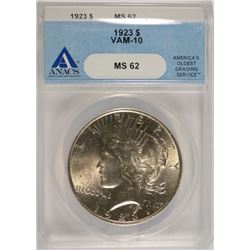 1923 PEACE SILVER DOLLAR VAM-10 ANACS MS-62