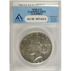 1925-S PEACE SILVER DOLLAR MINT ERROR "CLASHED DIES" ANACS AU-58