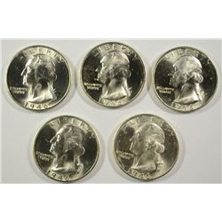 LOT OF ( 5 ) 1946-S GEM BU WASHINGTON QUARTERS