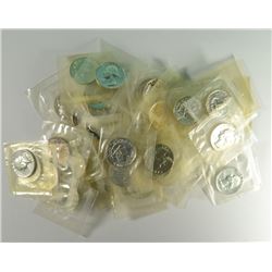 ( 50 ) SILVER PROOF QUARTERS IN MINT CELLO DATED 1963 AND EARLIER