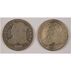 1836 & 1837 CAPPED BUST DIMES, GOOD