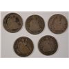 Image 1 : LOT OF ( 5 ) EARLY SEATED DIMES: 1838,  39, 39-O, 41 & 1842-O
