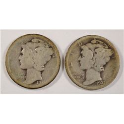 1921 & 1921-D MERCURY DIMES,  KEY DATES