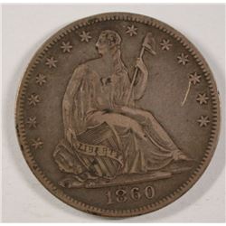 1860-O SEATED LIBERTY HALF DOLLAR, VF scratch on obverse