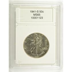 1941-S WALKING LIBERTY HALF DOLLAR, CCGS MS-65 GEM
