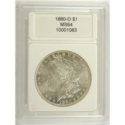 1880-O MORGAN SILVER DOLLAR, CCGS MS-64