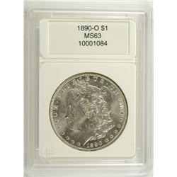 1890-O MORGAN SILVER DOLLAR, CCGS MS-63