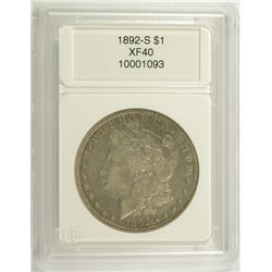 1892-S MORGAN SILVER DOLLAR, CCGS XF-40