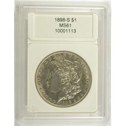1898-S MORGAN SILVER DOLLAR, CCGS MS-61