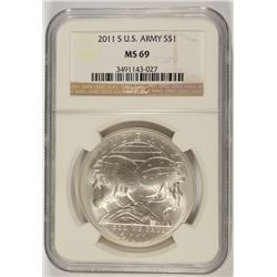 2011-S US ARMY COMMEN DOLLAR NGC MS-69