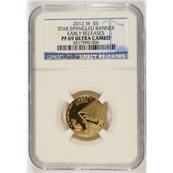 2012-W $5 GOLD STAR SPANGLED BANNER COMMEN NGC PF-69 UC (EARLY RELEASE)