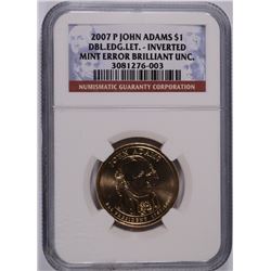 2007 JOHN ADAMS (MINT ERROR) DOLLAR (INVERTED) NGC BU