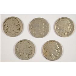 (5) 1920-S BUFFALO NICKELS