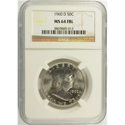 1960 D FRANKLIN HALF DOLLAR NGC MS64 FBL