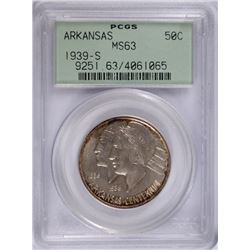 1939-S ARKANSAS COMMEN HALF DOLLAR PCGS MS-63 OGH