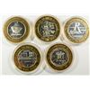 Image 1 : LOT OF ( 5 ) LAS VEGAS SOUVENIR $10.00 CASINO GAMING TOKENS ( SILVER )