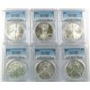 Image 1 : 2002, 2003, 2004, 2005, 2006 & 2007 AMERICAN SILVER EAGLES, ALL PCGS MS-69!