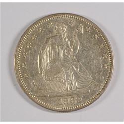 1869 SEATED LIBERTY HALF AU