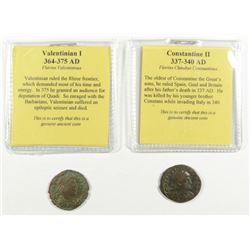 LOT OF ( 2 ) DIFFERENT ANCIENT COINS, ATTRIBUTED, AS PICTURED