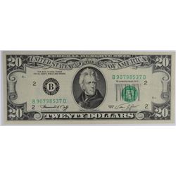 1974 $20 FEDERAL RESERVE NOTE (MAJOR MINT ERROR-OFFSET PRINTING)