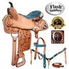 NEW!!!! Turquoise Zebra Cross Barrel Racing Western Horse Saddle [8156]