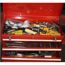 RED TOOL BOX WITH CONTENTS