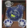 Image 1 : TRAY OF BLUE AMD WHITE DISHES