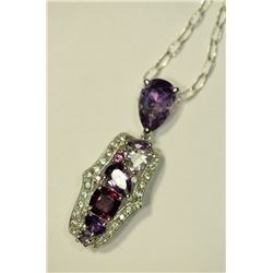 STERLING SILVER AMETHYST, GARNET & DIAMOND (0.15C)