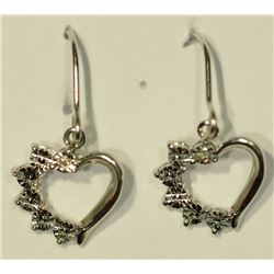STERLING SILVER DIAMOND HEART-SHAPED EARRINGS