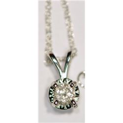 14K WHITE GOLD DIAMOND (0.15CT) PENDANT NECKLACE