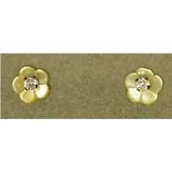 14K GOLD CUBIC ZIRCONIA EARRINGS W/ MOTHER OF