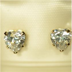 9K GOLD CUBIC ZIRCONIA HEART-SHAPED EARRINGS