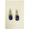 Image 1 : STERLING SILVER CREATED SAPPHIRE & DIAMOND