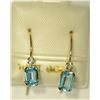 Image 1 : 10K GOLD BLUE TOPAZ & WHITE SAPPHIRE EARRINGS