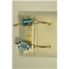 Image 2 : 10K GOLD BLUE TOPAZ & WHITE SAPPHIRE EARRINGS
