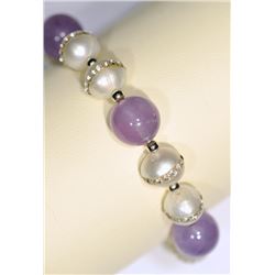 NATURAL PEARL & AMETHYST BRACELET