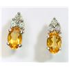 Image 1 : STERLING SILVER CITRINE & DIAMOND EARRINGS