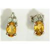 Image 2 : STERLING SILVER CITRINE & DIAMOND EARRINGS
