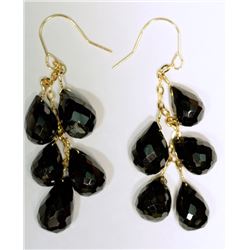 14K GOLD BLACK ONYX TEAR DROP EARRINGS