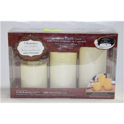 LARGE LED PILLAR CANDLE SET WITH 5 HOUR TIMERS