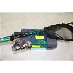 FISHING ROD /REEL/NET AND FISHING BOX